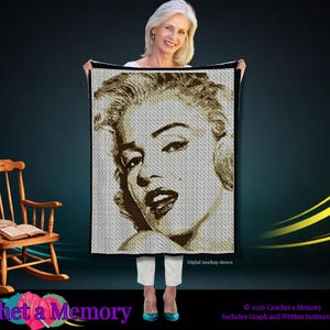 Marilyn Monroe Crochet Portrait Graphgan Muster, SC Marilyn Monroe Graphgan Häkelmuster, amerikanisches Symbol-Deckenmuster