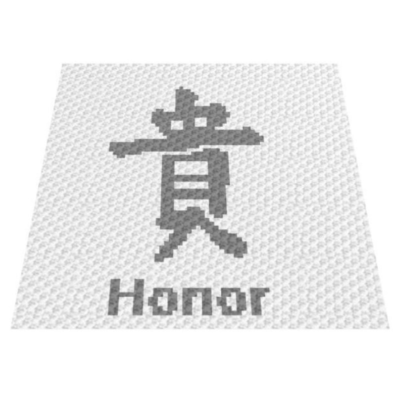 HONOR C2C CROCHET PATTERN Japanese Calligraphy Crochet Blanket Fiber Art Home Decor Graph Written and Color Block Instructions Included
