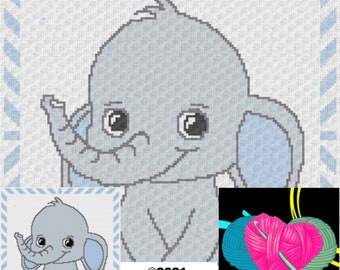 Patrón Graphgan de Elefante de Crochet: Patrón escrito C2C y SC (Descargar PDF)