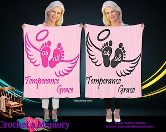 Custom SC Angel Baby Crochet Graphgan Pattern: Baby Girl Memorial Keepsake Blanket
