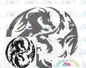 Yin Yang Dragon Crochet Blanket Pattern: C2C Graph (PDF Pattern)