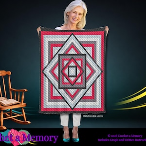Kaleidoscope C2C Crochet Pattern, Graphgan Blanket Pattern, Colorful C2C Throw Pattern