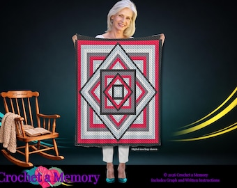 Kaleidoscope C2C Crochet Pattern, Graphgan Blanket Pattern, Colorful C2C Throw Pattern