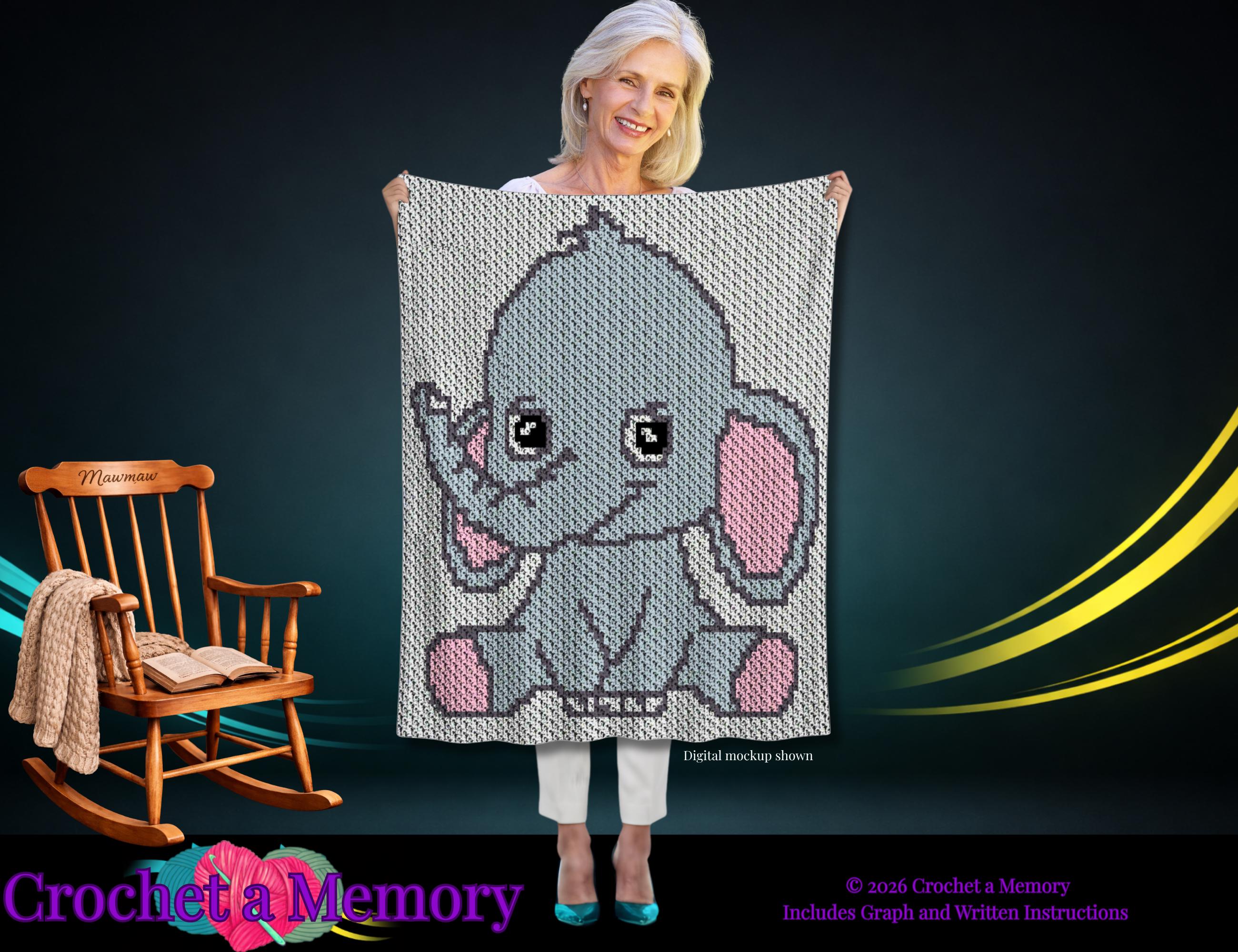 Elephant Graphgans Elephant C2C Crochet Graph Pattern, Corner to Corner Baby Blanket ...