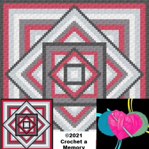 Kaleidoscope C2C CROCHET PATTERN Graphgan Blanket Pattern  Kaleidoscope Throw Crochet C2C Chart Pattern    FREE Written C2C Pattern Included