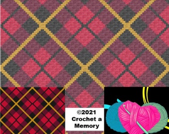 BUFFALO PLAID CROCHET Pattern Graphgan Pattern C2C Red and Black Plaid Afghan Crochet Pattern Graph C2C and Sc Written Pattern Included