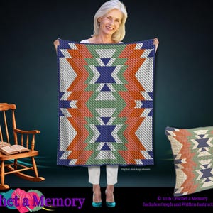 ネイティブアメリカンのクロシェブランケットパターン（C2C＆SC）