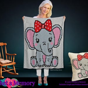 Elephant Crochet Graph Pattern, Baby C2C Blanket Pattern, Elephant SC Graphgan Pattern