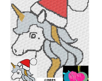 UNICORN HOLIDAY CROCHET Graph Pattern Mini C2C or Single Crochet Christmas Graphgan Blanket Holiday Afghan Graph Free Written Instructions