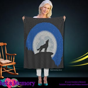 Wolf Howling at Moon Crochet Graphgan Pattern (PDF Pattern)