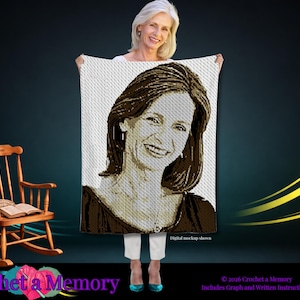 Custom Crochet Portrait Pattern from Photo, Personalized Photogan Graphgan, Single Crochet Picture Blanket Pattern, Memorial Keepsake Gift