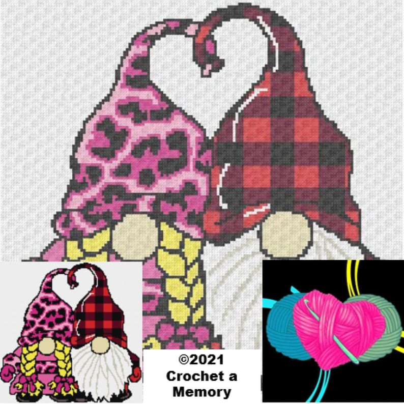 C2C CROCHET GNOME GRAPHGAN Blanket Pattern Cute Gnome Love | Etsy