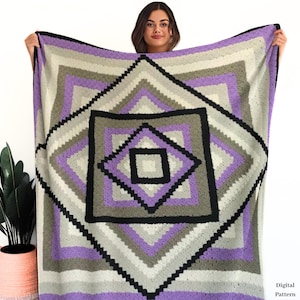 Patrón de crochet C2C de caleidoscopio: gráfico de manta Graphgan, patrón PDF de manta colorida, instrucciones C2C escritas gratuitas