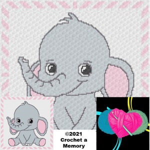 GEHAAKTE OLIFANT PATROON C2C Baby Graphgan Coming Home Baby Cadeau Baby Douche Cadeau Baby Meisje Roze Olifant Met C2C en Sc Geschreven Patroon