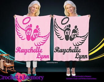 Custom C2C Angel Baby Crochet Graphgan Pattern: Baby Girl Memorial Keepsake Blanket