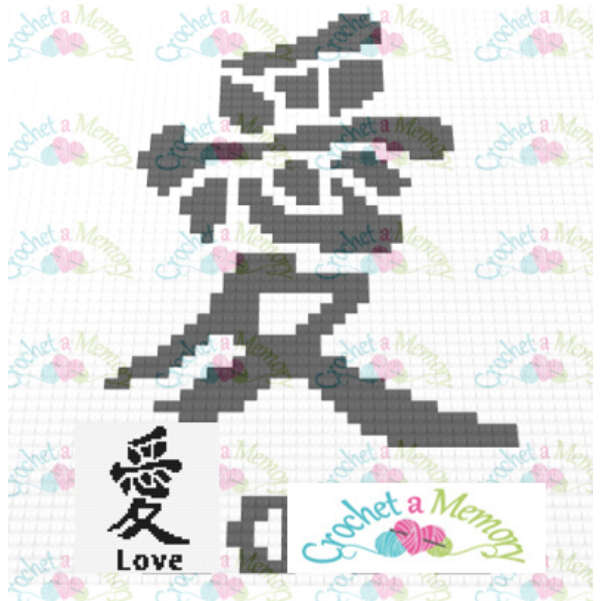 HONOR C2C CROCHET PATTERN Japanese Calligraphy Crochet Blanket Fiber Art Home Decor Graph Written and Color Block Instructions Included