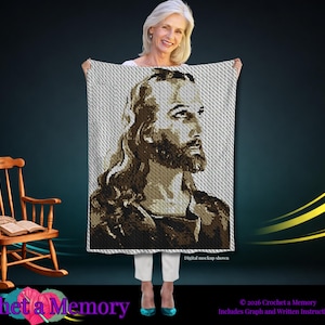 Head of Christ Crochet Graph Pattern, Religious Crochet Blanket Pattern, Christian Graphgan Pattern