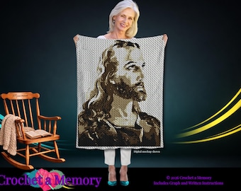 Head of Christ Crochet Graph Pattern, Religious Crochet Blanket Pattern, Christian Graphgan Pattern