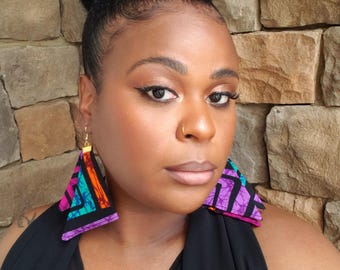 Oversized African Print Fabric Earrings: Lightweight Ankara Jewelry