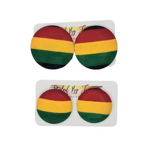 Juneteenth Oversized Button Earrings, Stud Earrings, Colorful Earrings, Red, Yellow, Green Earrings