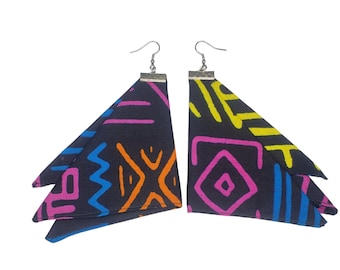 Handmade African Print Fabric Earrings: Bold Oversized Jewelry