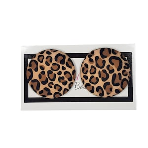 Leopard Print Oversized Button Earrings
