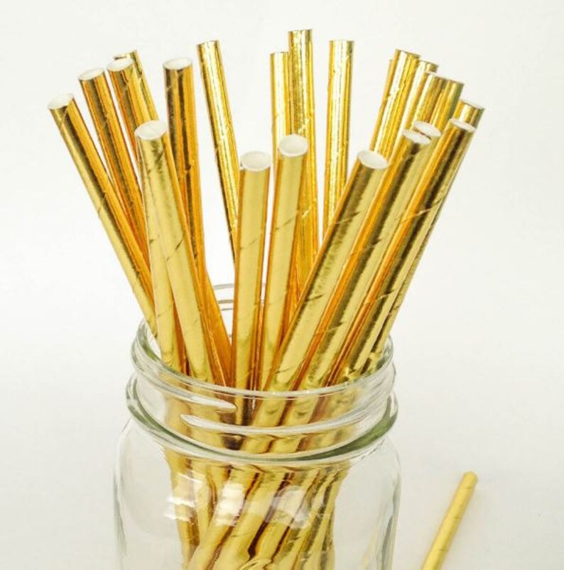 25 Gold Straws Etsy