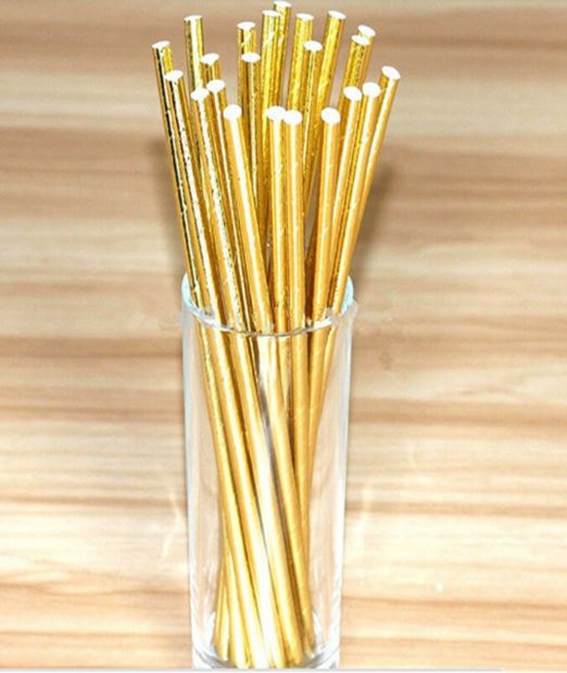 25 Gold Straws Etsy