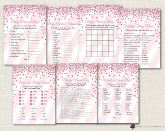 Pink and Silver Baby Shower Games - Pink and Silver Glitter Baby Shower Games, Glitter Baby Shower Games, Gray and Pink Baby Shower Games