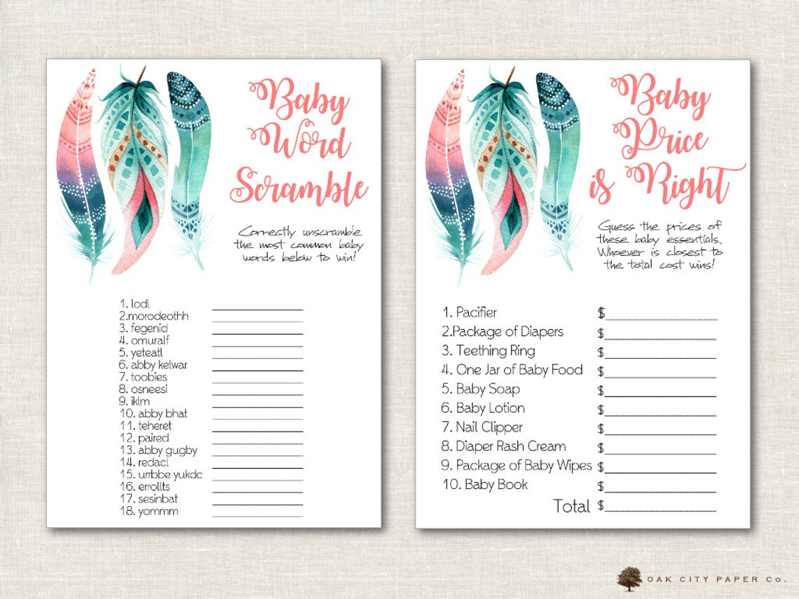 Tribal Baby Shower Games Tribal Shower Games Adventure | Etsy
