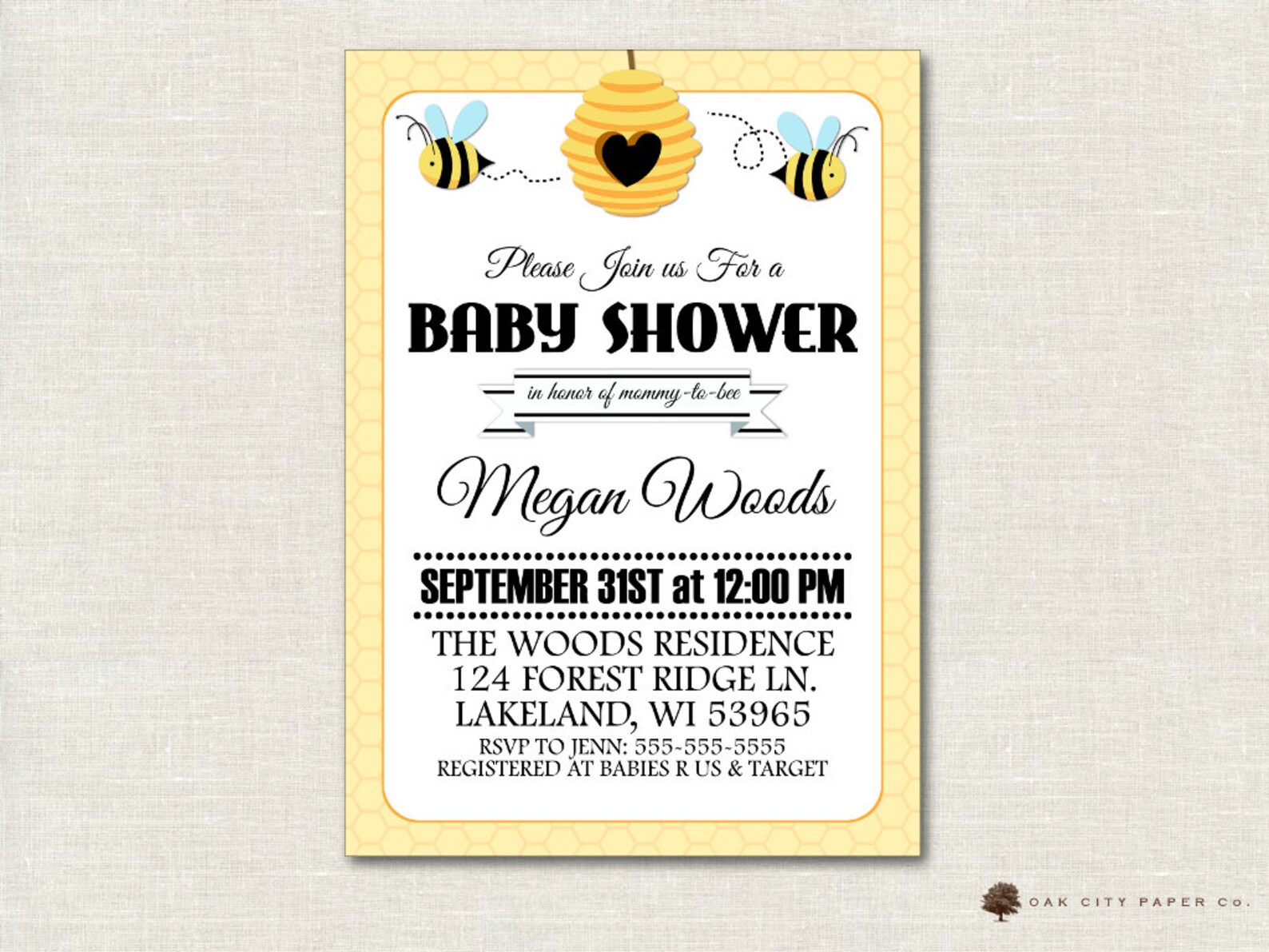 Honey Bee Baby Shower Invitation Bee Baby Shower Invitation Etsy