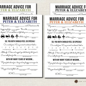 Printable Wedding Mad Lib, Wedding Advice Card, Newlywed Advice Card, Wedding Activity for ...