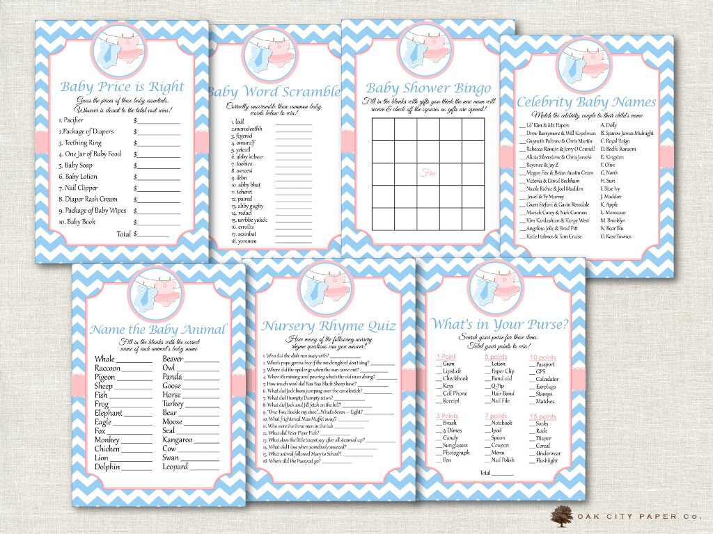 Twin Baby Shower Games Twin Shower Games Baby Shower Games Etsy