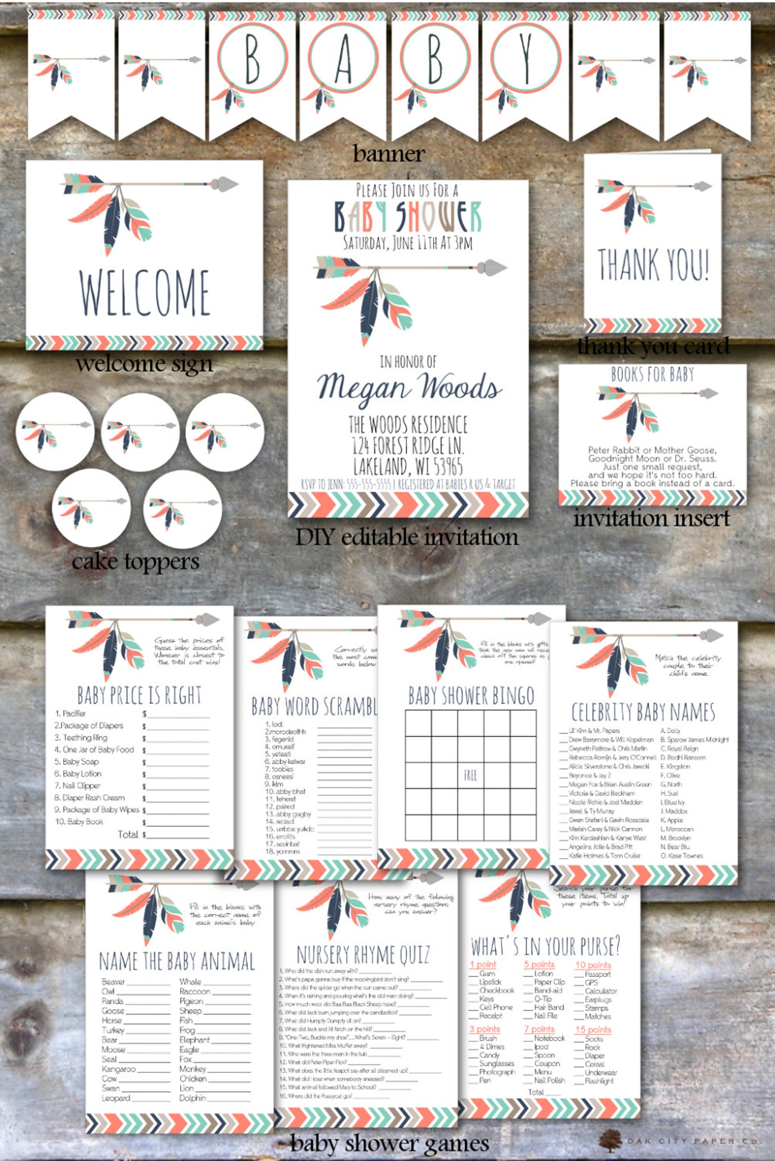 Tribal Baby Shower Party Package Tribal Animal Baby Shower - Etsy