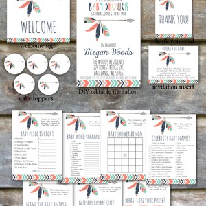 Tribal Baby Shower Party Package Tribal Animal Baby Shower Package ...