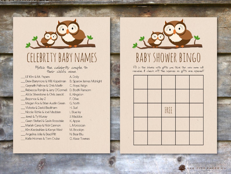 Owl Baby Shower Games Package Baby Shower Games Owl Shower Etsy