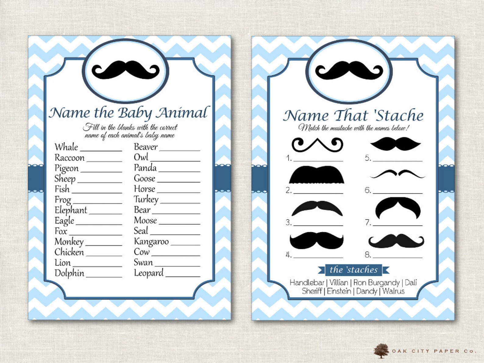 Mustache Baby Shower Games Mustache Shower Game Mustache | Etsy