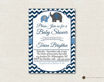 Baby Shower Invitation, Elephant Baby Shower Invitation, Baby Blue Elephant Baby Shower Invitation, DIY, Boy, Instant Download, Editable