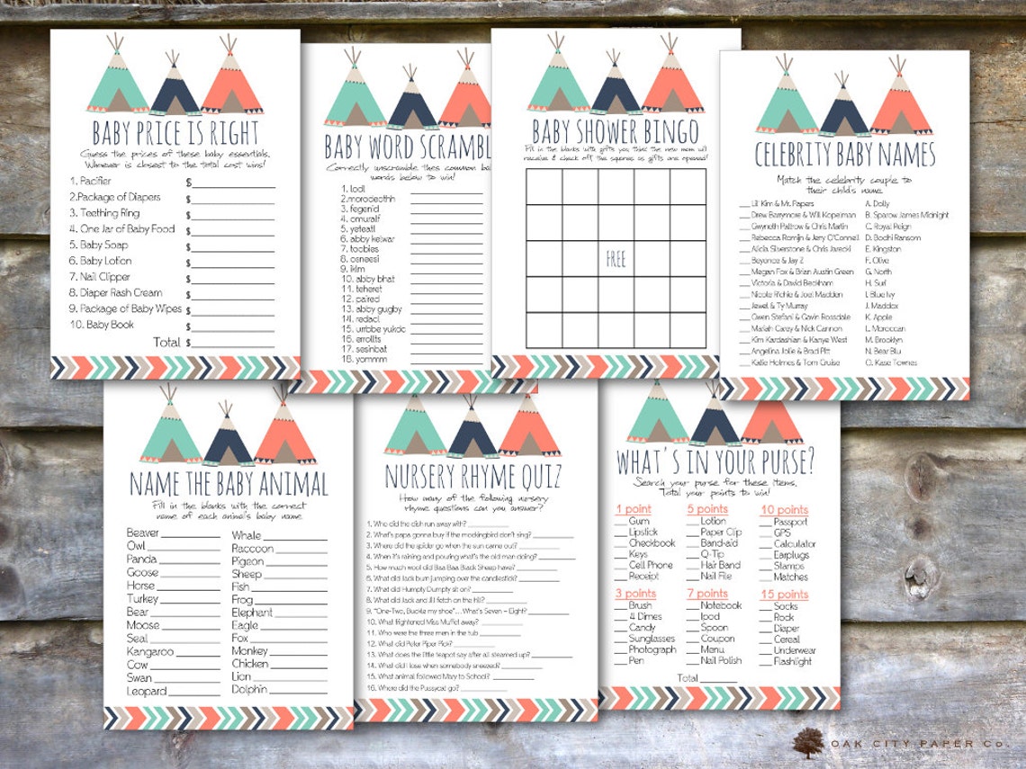 Tribal Baby Shower Games Tribal Shower Games Adventure | Etsy