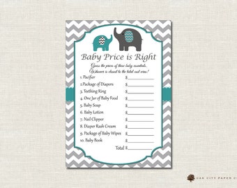 Elephant Price is Right Baby Shower Game - Elephant Theme, Baby Shower Price is Right, Baby Price is Right, Price is Right Game, Printable