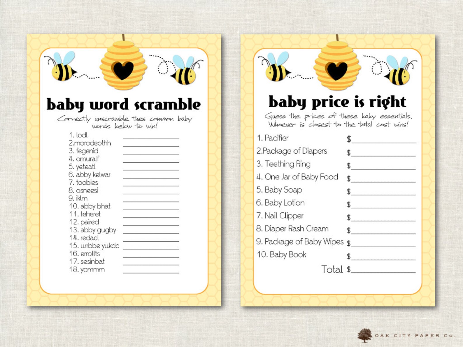 Bee Baby Shower Games Honey Bee Shower Games Mommy to Bee Etsy