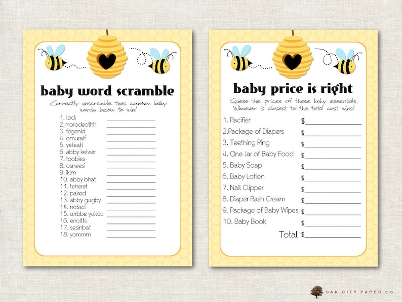 Bee Baby Shower Games Honey Bee Shower Games Mommy to Bee ...