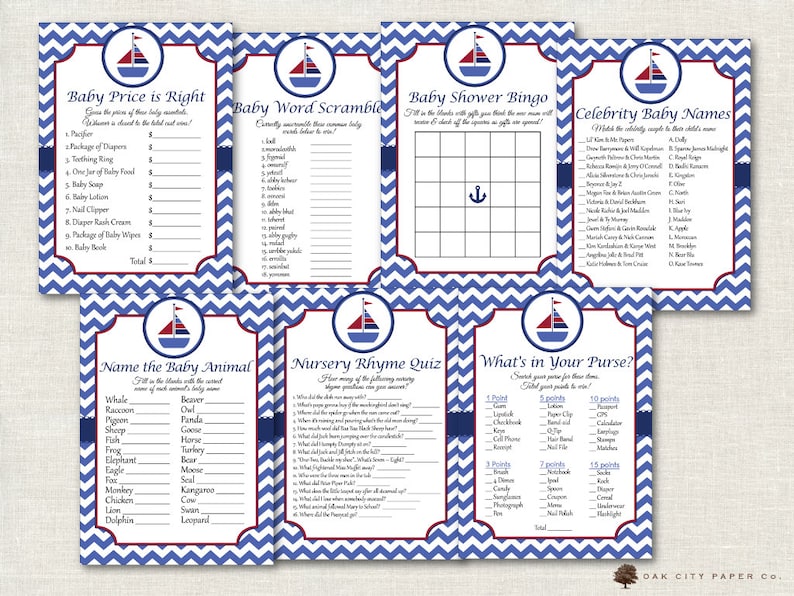 Nautical Baby Shower Games Nautical Shower Games Beach Baby Etsy
