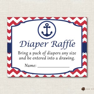 Nautical Diaper Raffle, Nautical Diaper Raffle Ticket, Beach Diaper ...
