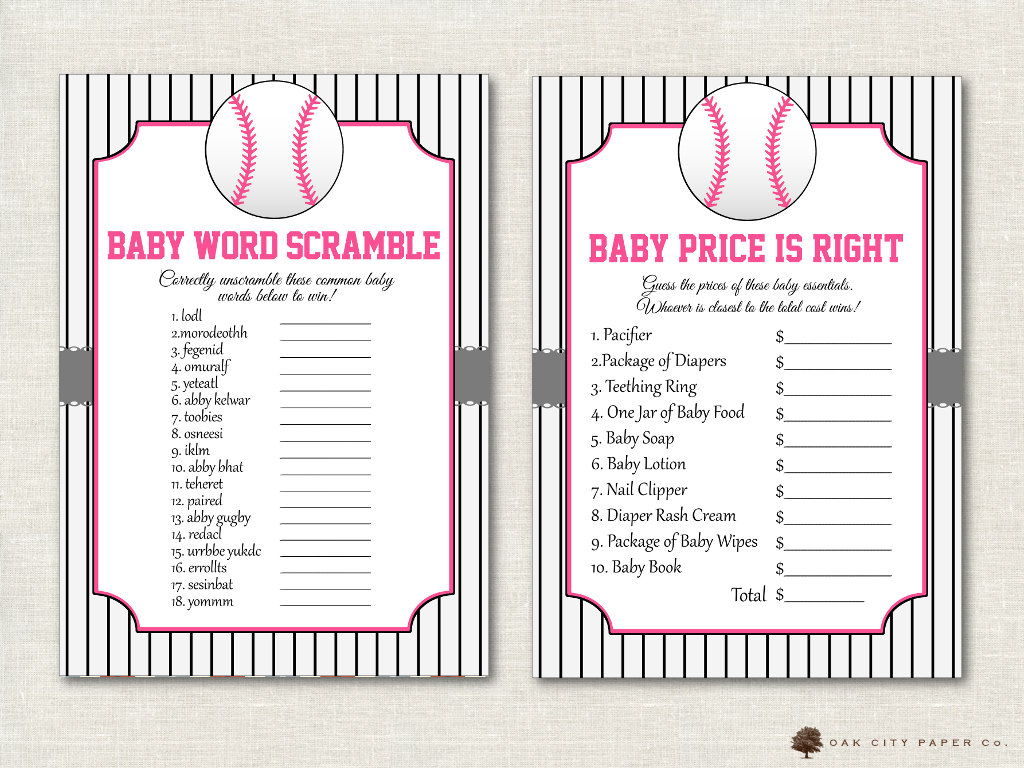 Baseball Baby Shower Games Baseball Shower Games Softball Etsy