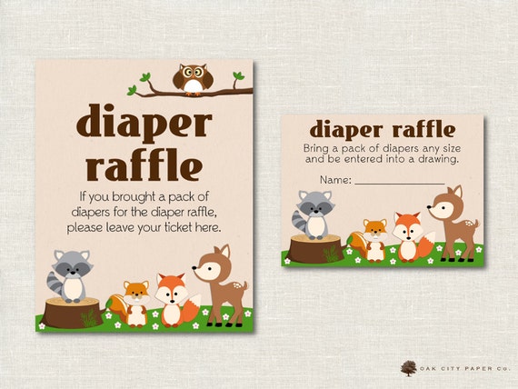 woodland diaper raffle tickets