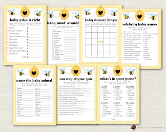 Bee Baby Shower Games, Honey Bee Shower Games, Mommy to Bee Baby Shower Games, Bee Shower Games, Bee Baby Shower, Bumble Bee - Printable