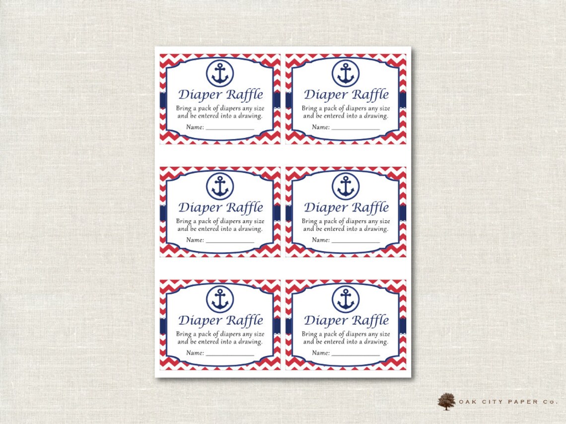 Nautical Diaper Raffle Nautical Diaper Raffle Ticket Beach | Etsy