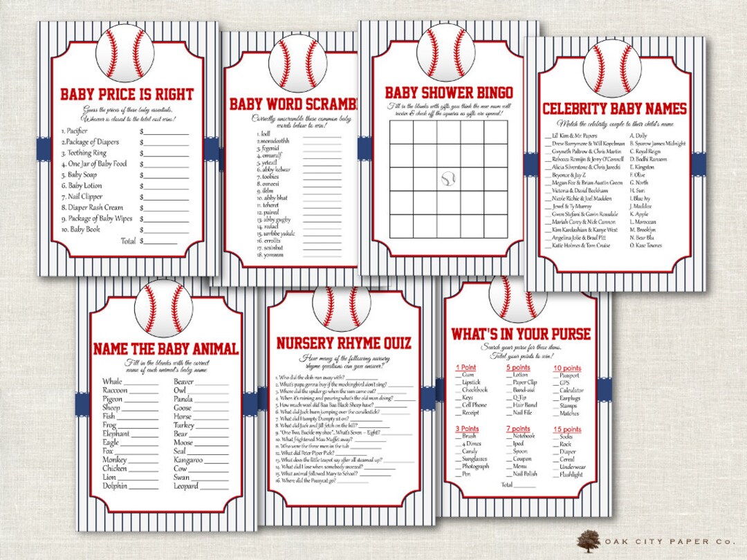 Baseball Baby Shower Games - Baseball Shower Games, Vintage Baseball ...