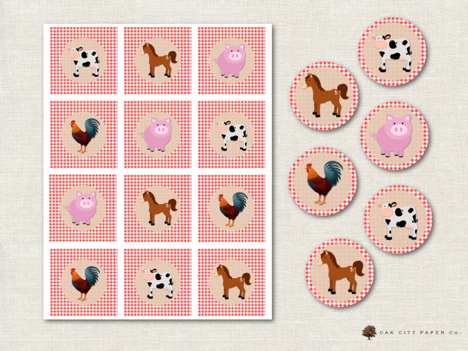 Farm Animal Cupcake Topper Barnyard Animal Cupcake Topper Etsy